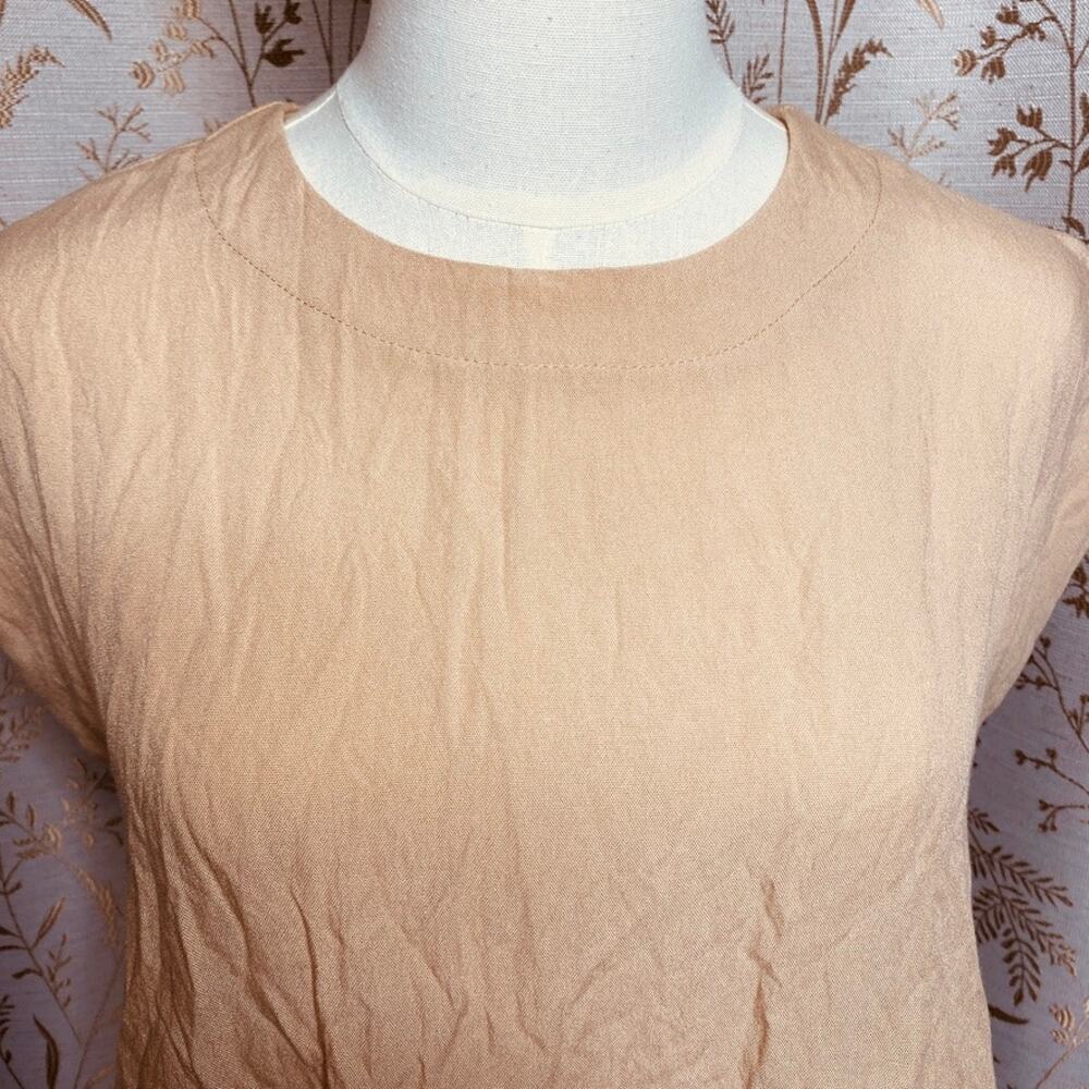 Minimalist Crop Top in Beige - Women's Sleeveless Tee - Picture 3 of 10